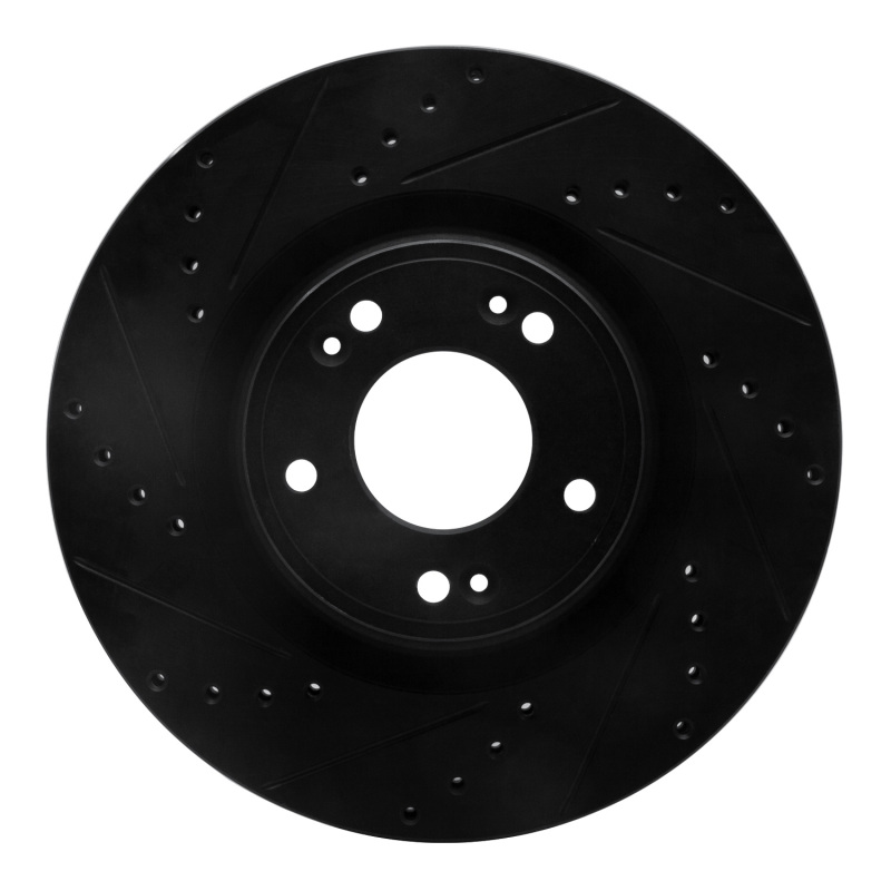 Hyundai Genesis Brake Rotor (1) - Front Left - R1 Concepts - Drilled & Slotted - Black - `09-`11